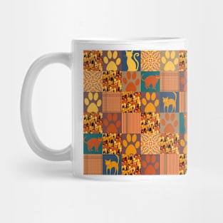 Halloween Cat Paw Patchwork Mug